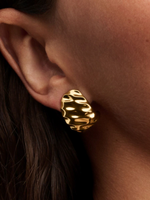 Rippled Wide Hoop Earrings - Image 2