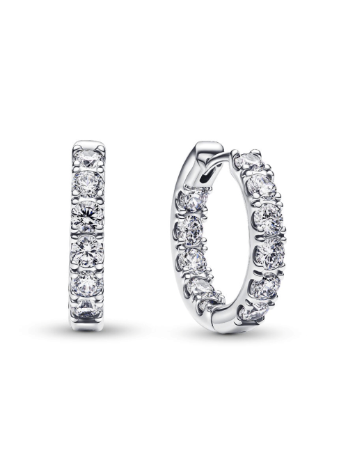 Sparkling Row Eternity Hoop Earrings