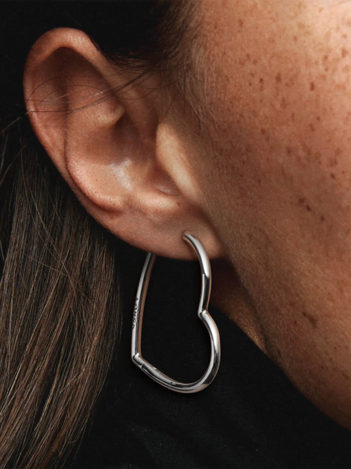Asymmetrical Heart Hoop Earrings - Image 2