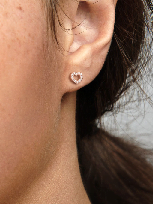 Open Heart Stud Earrings - Image 2
