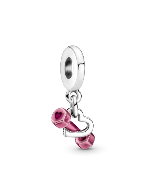 Dumbbell & Heart Dangle Charm - Image 3