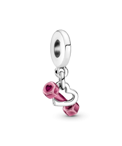 Dumbbell & Heart Dangle Charm