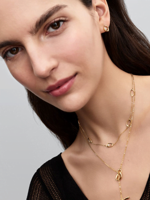 Organically Shaped Oval & Treated Freshwater Cultured Pearl Necklace - Image 6