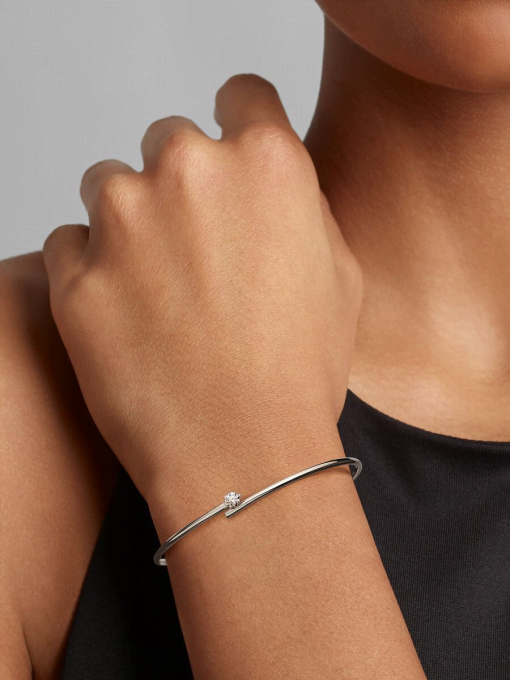 Pandora Nova 14k White Gold Lab-grown Diamond Open Bangle - Image 2