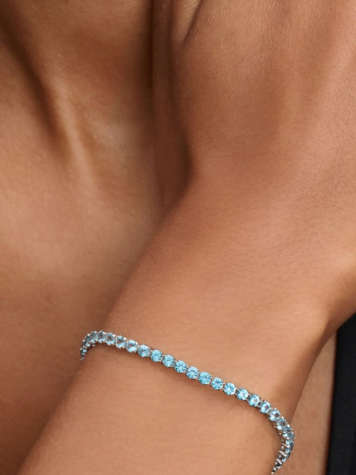 Sparkling Light Blue Tennis Bracelet - Image 2