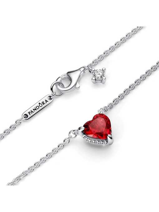 Sparkling Heart Halo Pendant Collier Necklace - Image 6