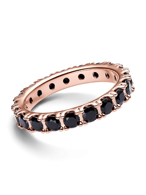 Black Sparkling Row Eternity Ring - Image 5