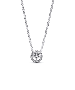 Sparkling Round Halo Pendant Collier Necklace