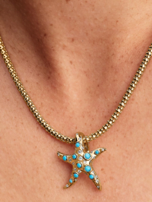 Sparkling Blue Starfish Dangle Charm - Image 2