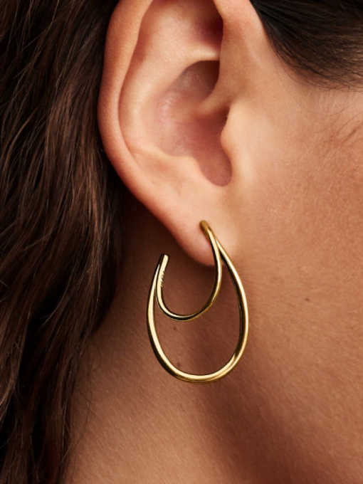 Organically Shaped Double Hoop Earrings - Image 2