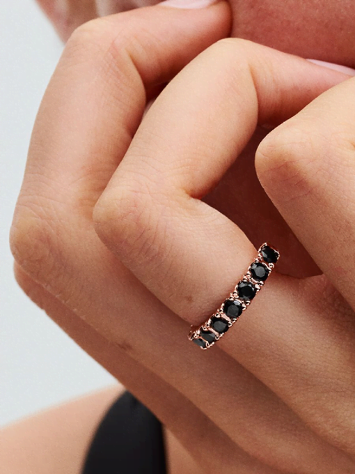 Black Sparkling Row Eternity Ring - Image 2