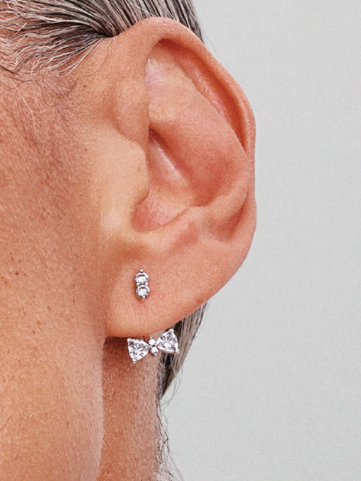 Sparkling Bow Drop Earrings - Image 2
