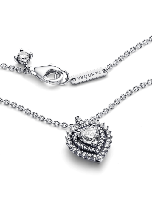 Sparkling Heart Halo Pendant Necklace - Image 5