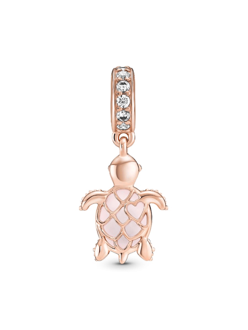 Murano Glass Pink Sea Turtle Dangle Charm - Image 5