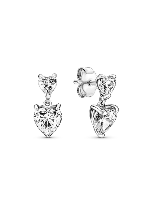 Double Heart Sparkling Stud Earrings - Image 3