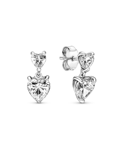 Double Heart Sparkling Stud Earrings