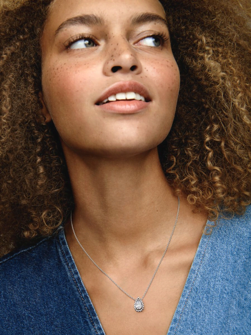 Sparkling Pear Halo Collier Necklace - Image 4