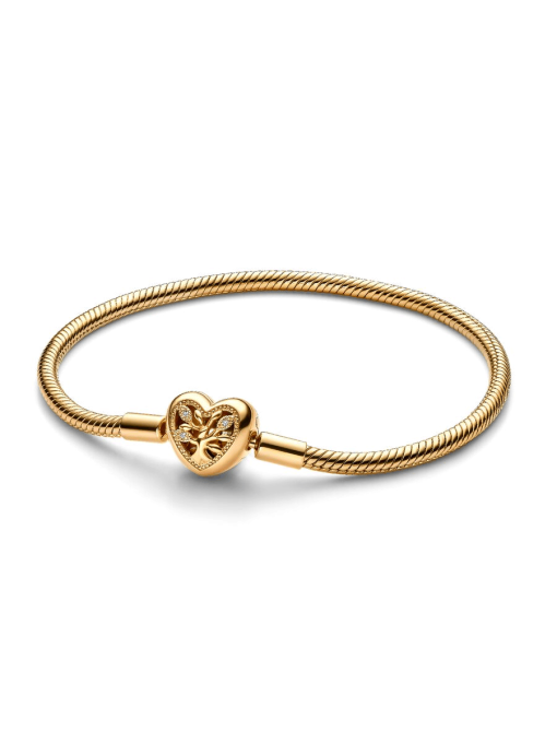 Family Tree Heart Clasp Snake Chain Bracelet - Image 3