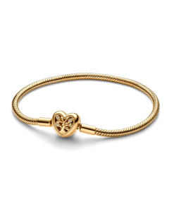 Family Tree Heart Clasp Snake Chain Bracelet