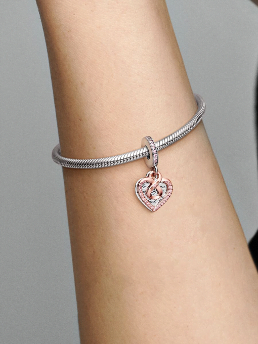 Two-tone Infinity Heart Double Dangle Charm - Image 2