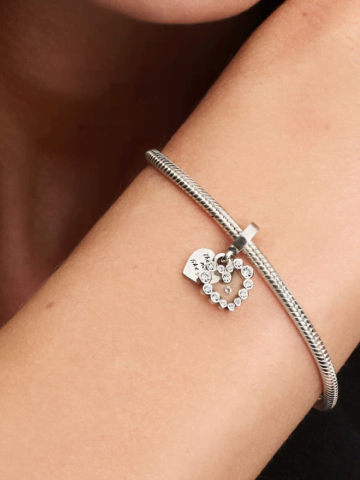 Sparkling Heart Double Dangle Charm - Image 2