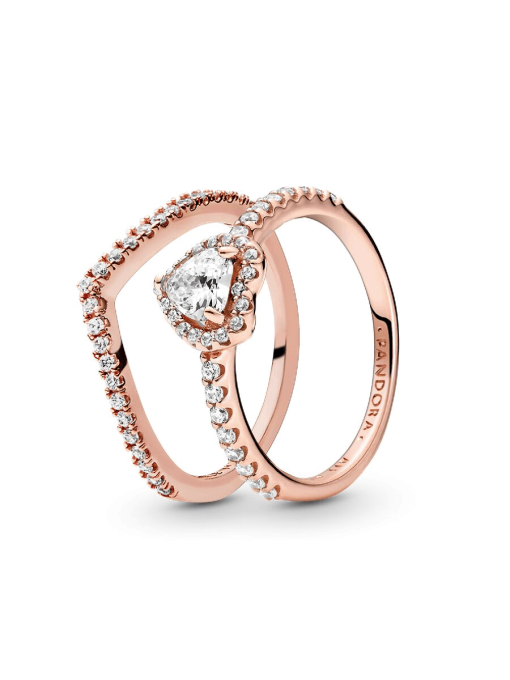 Playful Love Elevated Heart Wishbone Ring Set - Image 2