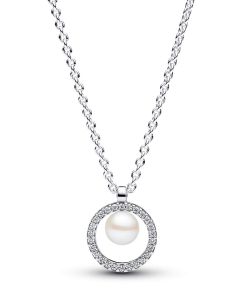 Treated Freshwater Cultured Pearl & Pave Collier Necklace