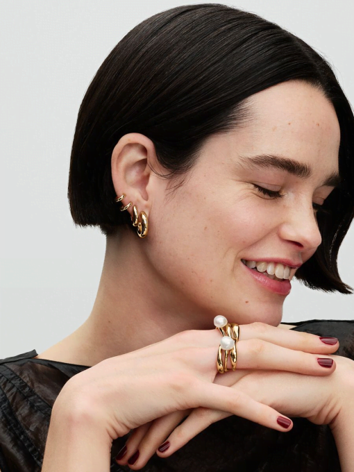 Double Huggie Hoop Earrings - Image 4
