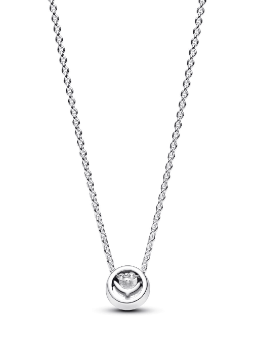 Sparkling Round Halo Pendant Collier Necklace - Image 3
