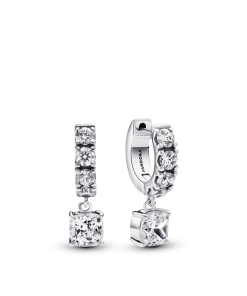 Pave Dangle Hoop Earrings