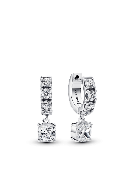 Pave Dangle Hoop Earrings - Image 3