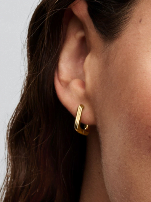 Twisted Triangle Small Hoop Earrings - Image 2