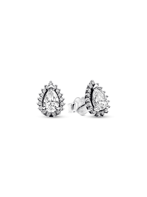 Sparkling Pear Halo Stud Earrings - Image 3
