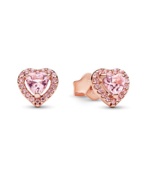 Pink Elevated Heart Stud Earrings - Image 3