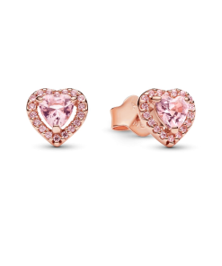 Pink Elevated Heart Stud Earrings