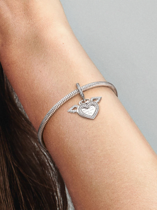 Heart and Angel Wings Dangle Charm - Image 2