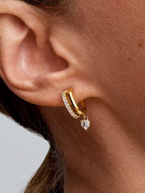 Dangling Heart Hoop Earrings - Image 2