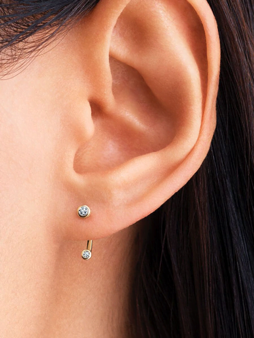 Pandora Era Bezel Lab-Grown Diamond Ear Jacket Stud Earrings - Image 2