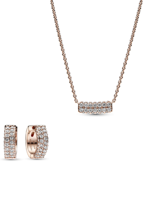 Pave Rose Double-row Necklace and Earring Set - Image 2