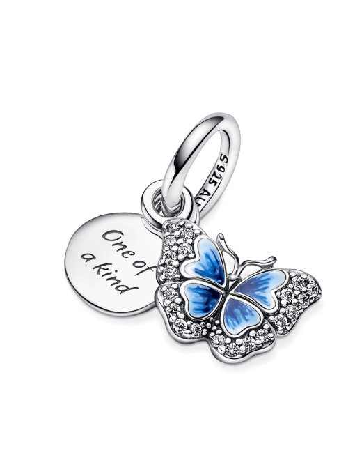 Blue Butterfly & Quote Double Dangle Charm - Image 5