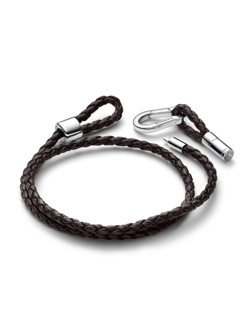 Pandora Moments Brown Braided Double Leather Bracelet - Image 4