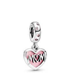 Mom Script Heart Dangle Charm