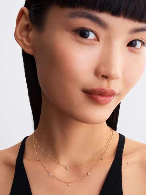 Pandora Era Bezel Lab-Grown Diamond Dangle Station Paperclip Chain Necklace - Image 6