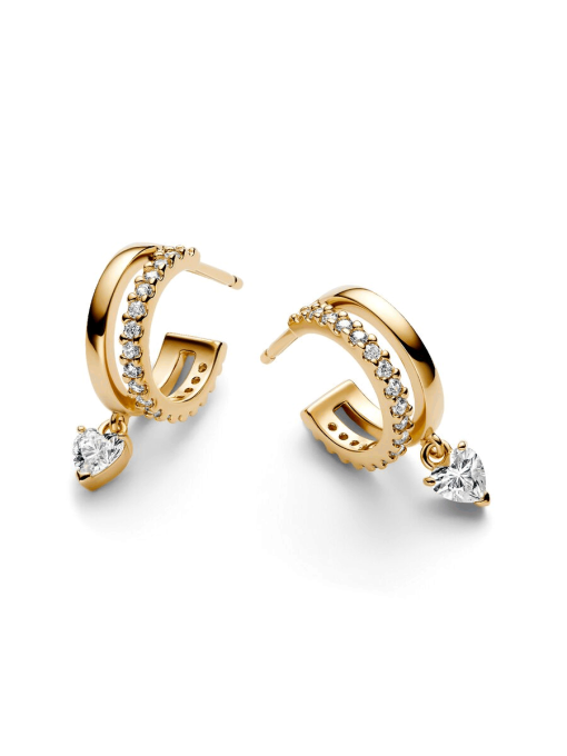 Dangling Heart Hoop Earrings - Image 5