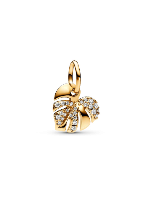 Sparkling Monstera Leaf Dangle Charm