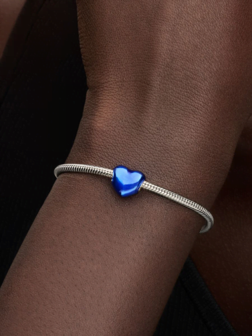 Metallic Blue Heart Charm - Image 2