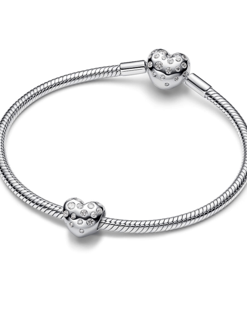 Pandora Sterling Silver Lab-grown Diamond Heart Charm - Image 5