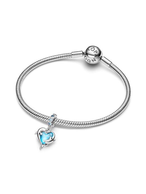 Blue Murano Glass Dolphins Dangle Charm - Image 5