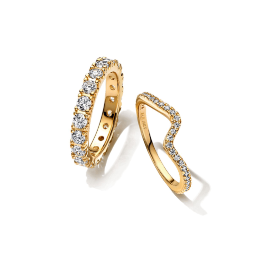 Sparkling Eternity and Wave Ring Set - Image 2