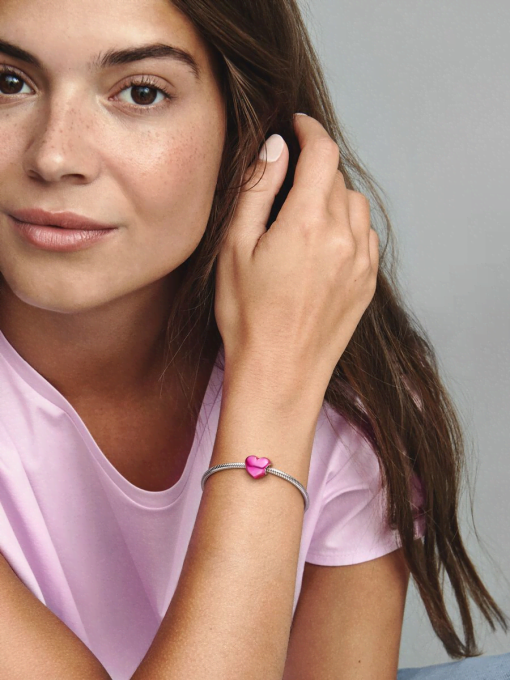 Metallic Pink Heart Charm - Image 4